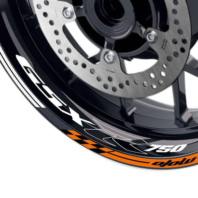 For Suzuki GSXR750 Logo MOTO 17 inch Rim Wheel Stickers GP02 Stripes.