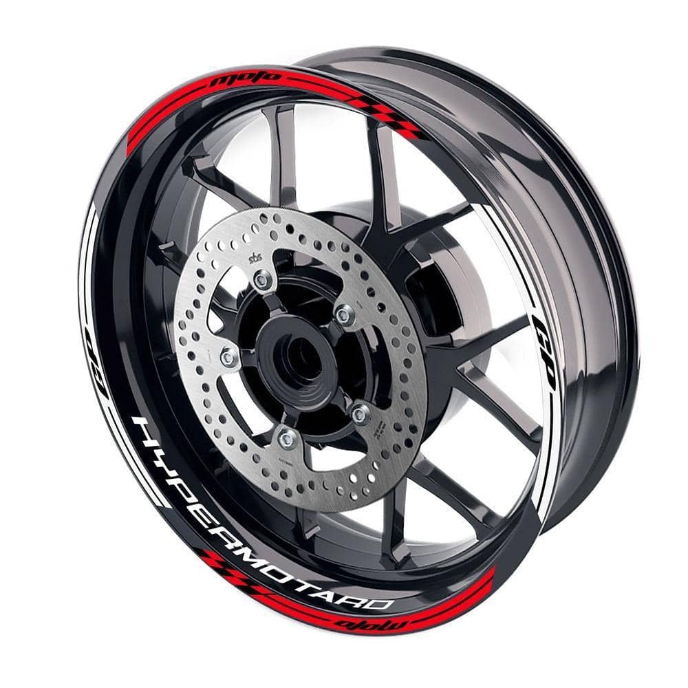 For Ducati Hypermotard 1100 Logo MOTO 17 inch Rim Wheel Stickers GP02 Stripes.