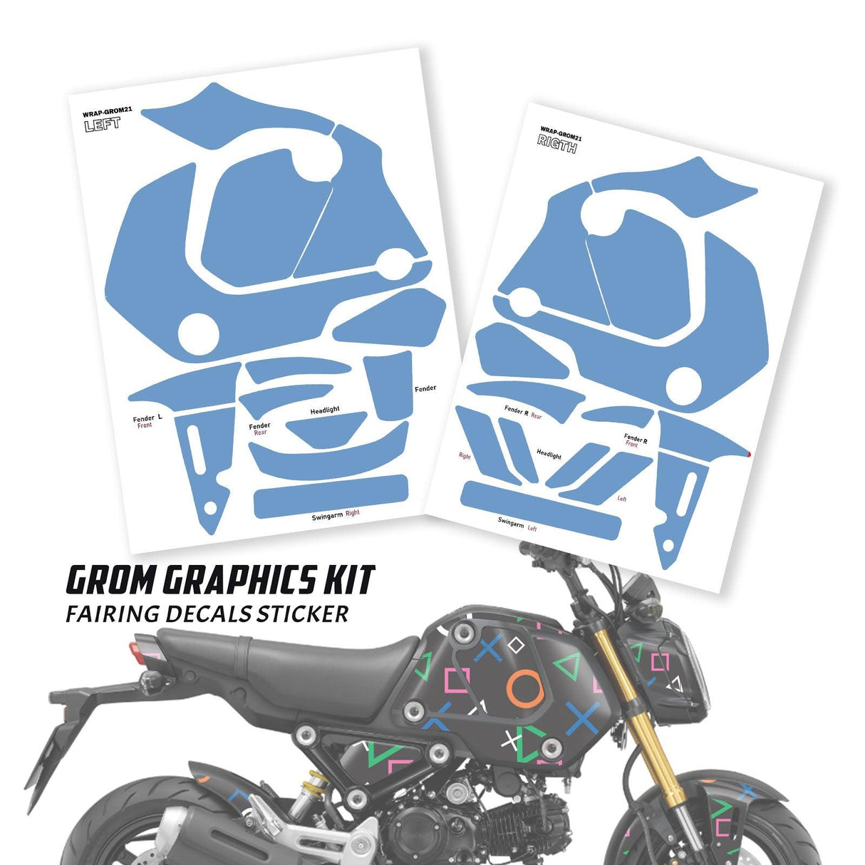 Honda GROM Fairing Wrap Graphic Vinyl Decal Sticker 012