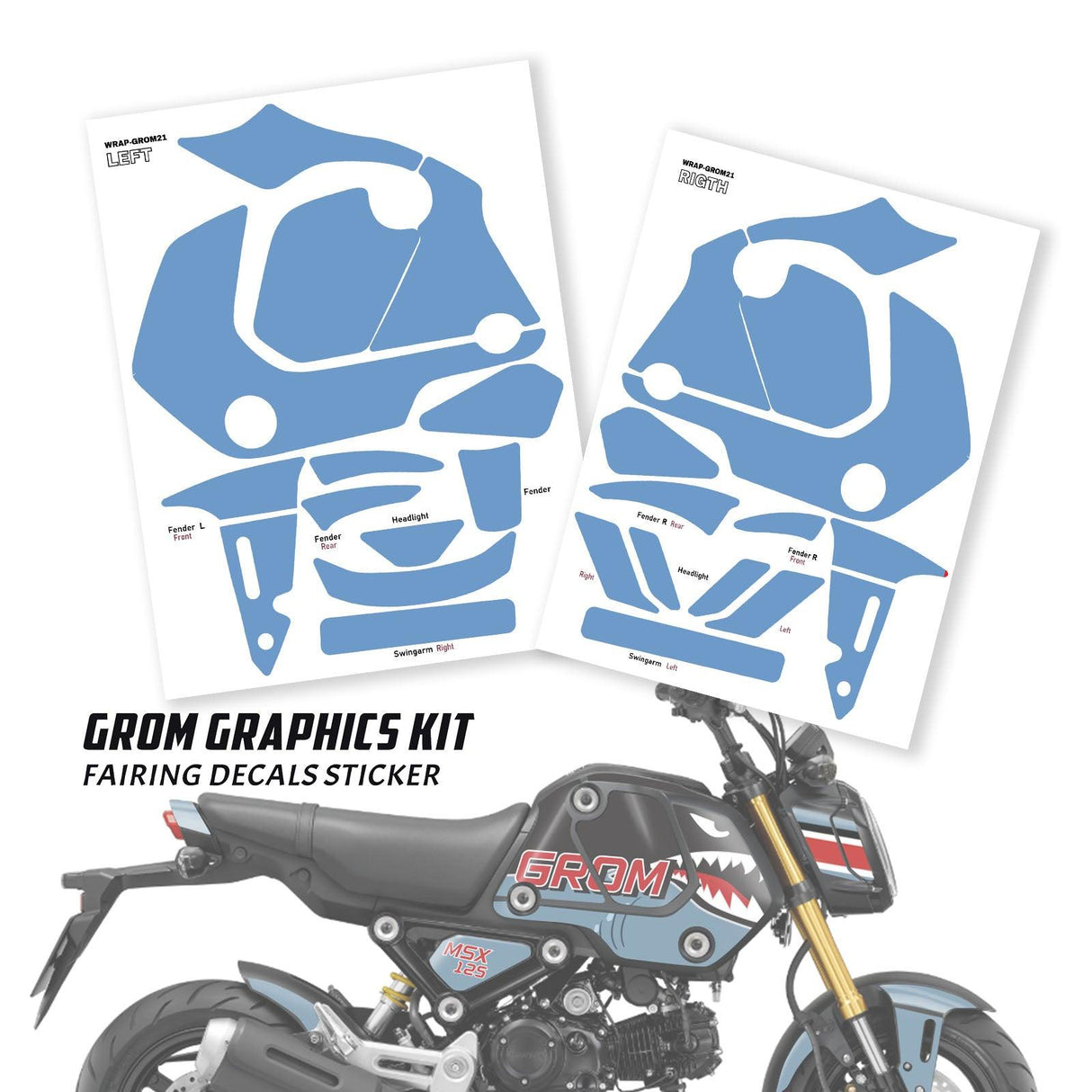 Honda GROM Fairing Wrap Graphic Vinyl Decal Sticker 013