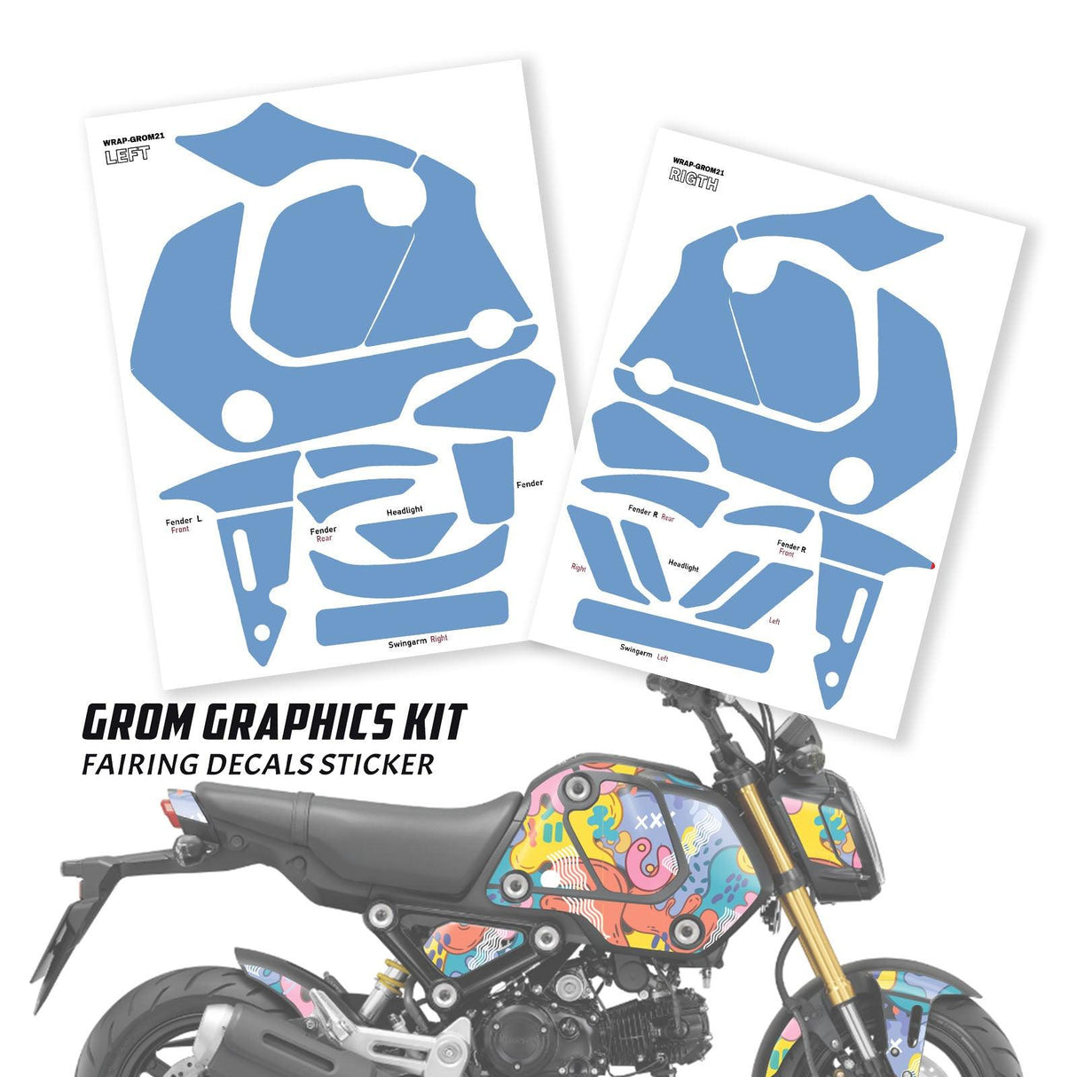 Honda GROM Fairing Wrap Graphic Vinyl Decal Sticker 016