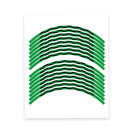 StickerBao Dark Green C02B Grid Standard Edge Rim Sticker Universal Motorcycle 17 inch Wheel Stripe Decal For Honda