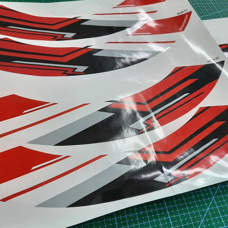 17 inch Rim Wheel Stickers R02B Red Raz Stripes 2-Piece Decal | For Honda CBR600RR CBR1000RR Fireblade - StickerBao Wheel Sticker Store