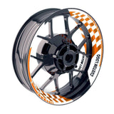 Orange Wheel stickers 12-19 inch Rim Wheel Stickers CA01W Customized Logo Check White 2-Piece Decal.