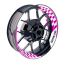 Pink Wheel stickers 12-19 inch Rim Wheel Stickers CA01W Customized Logo Check White 2-Piece Decal.