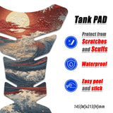Motorcycle Tank Protectors Tank Pad Gas Anti Slip Pattern Fish Bone Vintage Wave - StickerBao Wheel Sticker Store