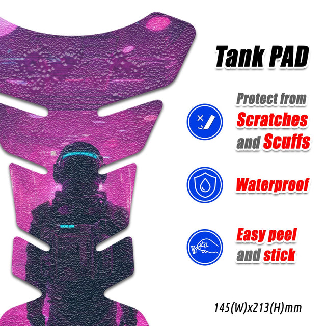 Motorcycle Tank Protectors Tank Pad Gas Anti Slip Pattern Fish Bone Neon Fantasy Art