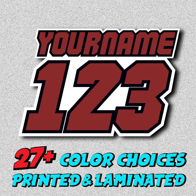 [Do It Your Way] Personal Custom Race Number Plate Stickers Name Decals Graphics 3 pcs Commamdo - StickerBao Wheel Sticker Store