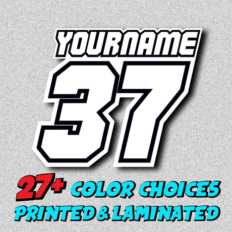 [Do It Your Way] Personal Custom Race Number Plate Stickers Name Decals Graphics 3 pcs Commamdo - StickerBao Wheel Sticker Store