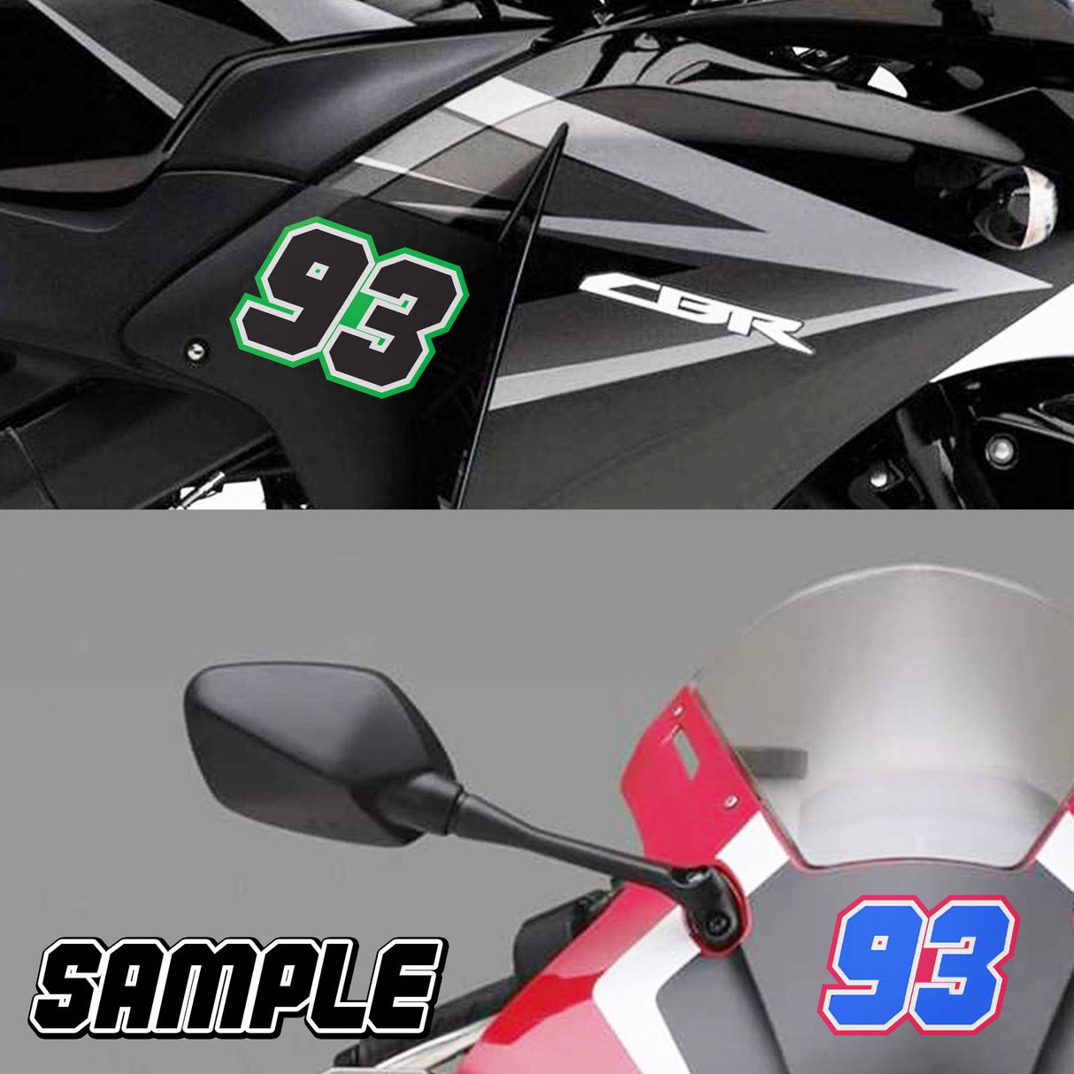 [Do It Your Way] Personal Custom Race Number Plate Stickers Decals Graphics 3 pcs Commamdo - StickerBao Wheel Sticker Store