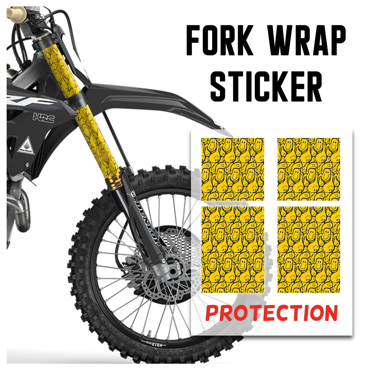 MX Drit Bike Front Fork Wrap Sticker Protection For Honda Yamaha Kawaski Suzuki [TT01 Smiley] - StickerBao Wheel Sticker Store