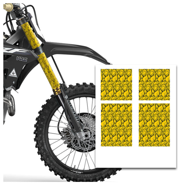 MX Drit Bike Front Fork Wrap Sticker Protection For Honda Yamaha Kawaski Suzuki [TT01 Smiley] - StickerBao Wheel Sticker Store