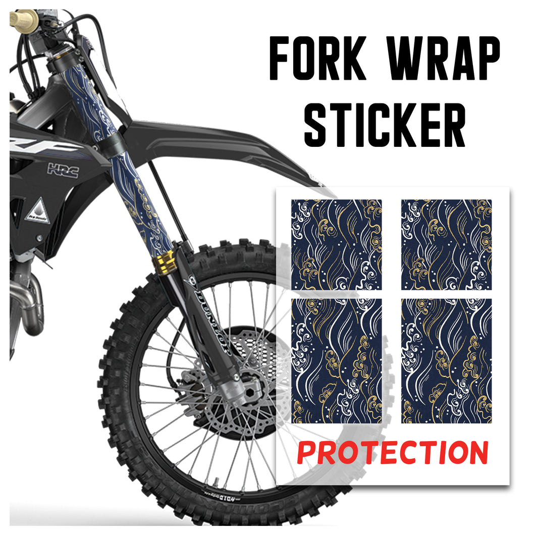 MX Drit Bike Front Fork Wrap Sticker Protection For Honda Yamaha Kawaski Suzuki [TT10 Japanese Wave] - StickerBao Wheel Sticker Store