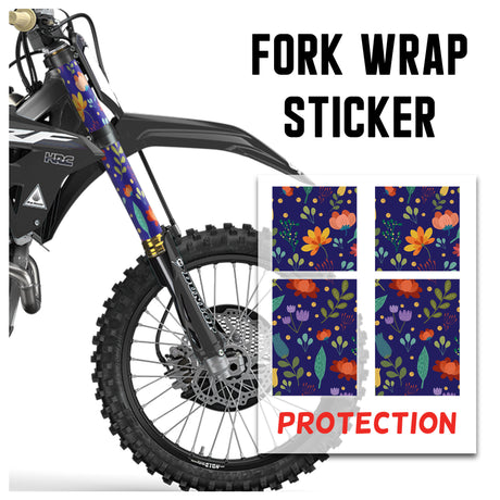 MX Drit Bike Front Fork Wrap Sticker Protection For Honda Yamaha Kawaski Suzuki [TT13 Flower] - StickerBao Wheel Sticker Store