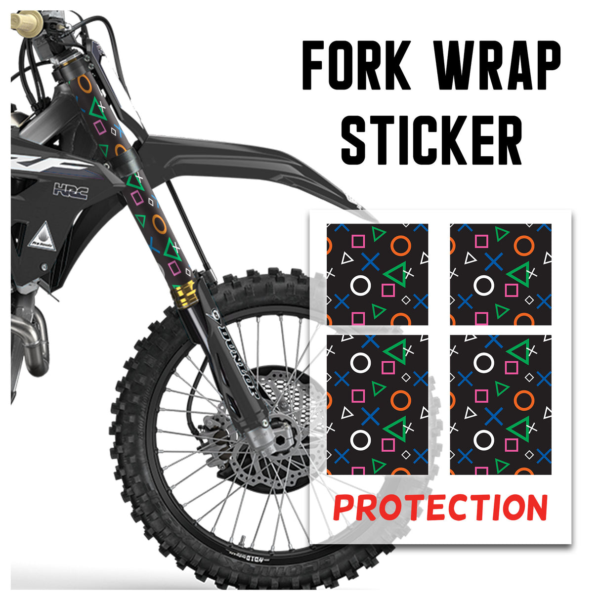 MX Drit Bike Front Fork Wrap Sticker Protection For Honda Yamaha Kawaski Suzuki [TT14 Gamepad] - StickerBao Wheel Sticker Store