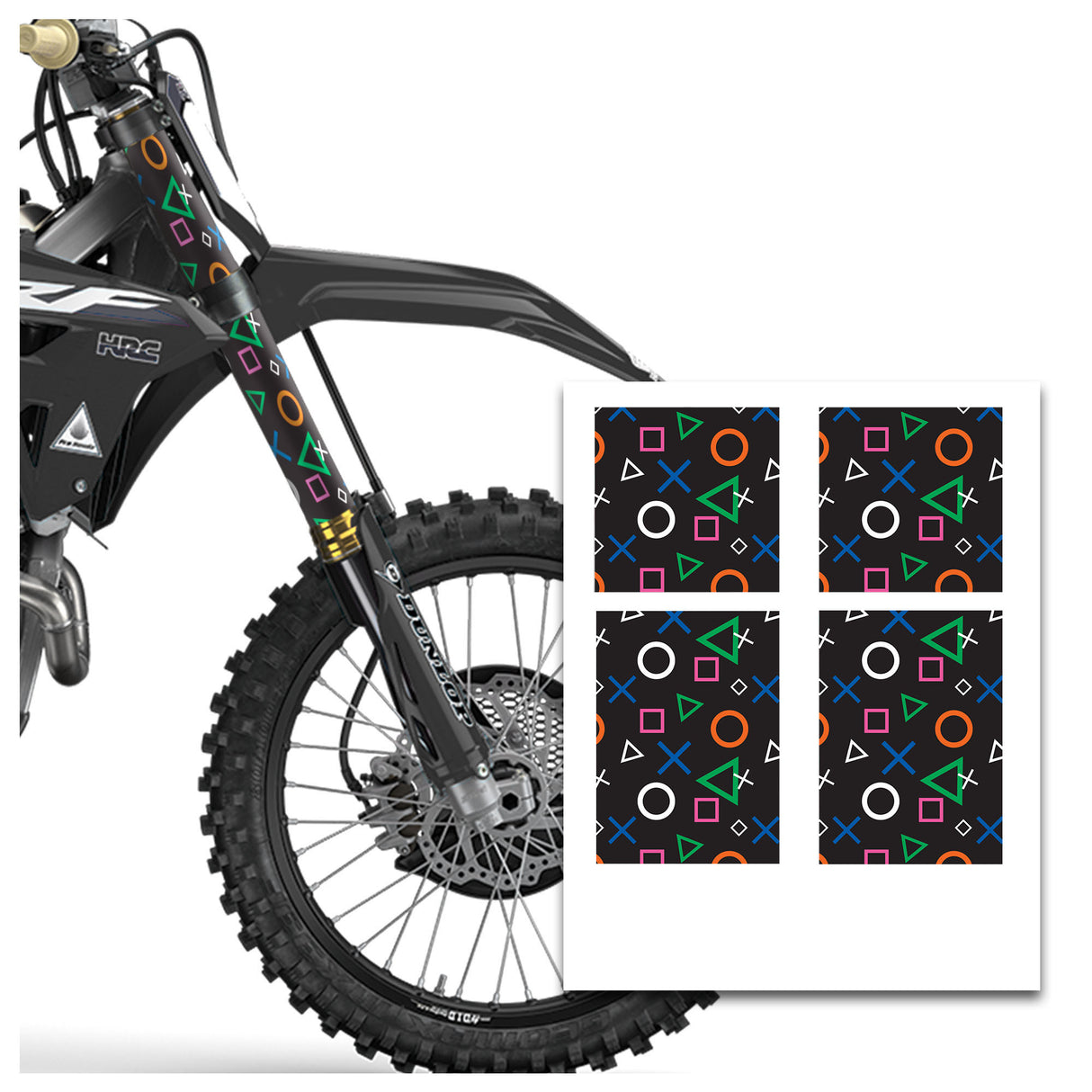 MX Drit Bike Front Fork Wrap Sticker Protection For Honda Yamaha Kawaski Suzuki [TT14 Gamepad] - StickerBao Wheel Sticker Store