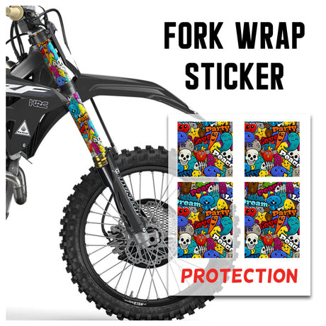 MX Drit Bike Front Fork Wrap Sticker Protection For Honda Yamaha Kawaski Suzuki [TT15 Cartoon Face] - StickerBao Wheel Sticker Store