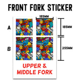 MX Drit Bike Front Fork Wrap Sticker Protection For Honda Yamaha Kawaski Suzuki [TT15 Cartoon Face] - StickerBao Wheel Sticker Store
