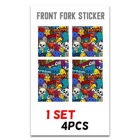 MX Drit Bike Front Fork Wrap Sticker Protection For Honda Yamaha Kawaski Suzuki [TT15 Cartoon Face] - StickerBao Wheel Sticker Store