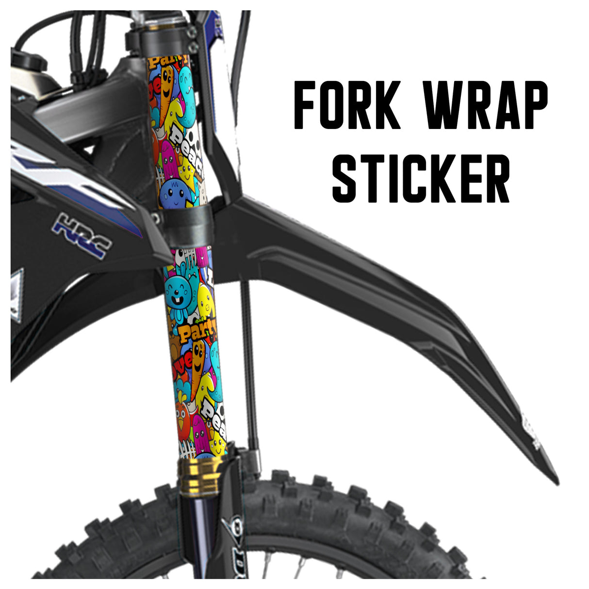 MX Drit Bike Front Fork Wrap Sticker Protection For Honda Yamaha Kawaski Suzuki [TT15 CartoonťFace] - StickerBao Wheel Sticker Store