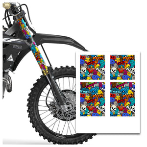 MX Drit Bike Front Fork Wrap Sticker Protection For Honda Yamaha Kawaski Suzuki [TT15 Cartoon Face] - StickerBao Wheel Sticker Store