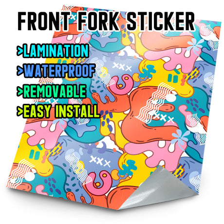 MX Drit Bike Front Fork Wrap Sticker Protection For Honda Yamaha Kawaski Suzuki [TT16 Doodle] - StickerBao Wheel Sticker Store