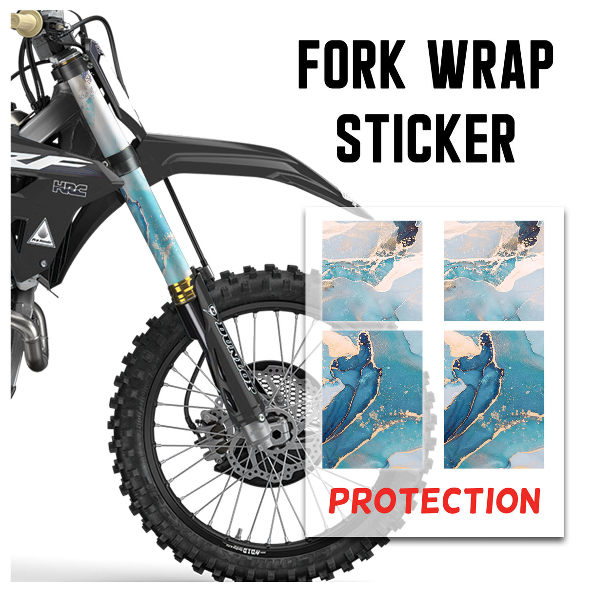 MX Drit Bike Front Fork Wrap Sticker Protection For Honda Yamaha Kawaski Suzuki [TT22 Marble] - StickerBao Wheel Sticker Store