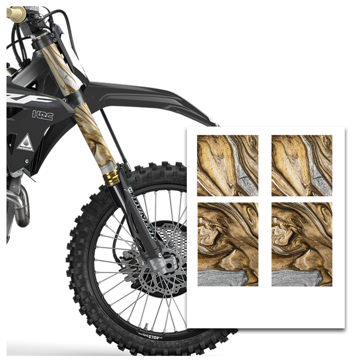 MX Drit Bike Front Fork Wrap Sticker Protection TT27 Liquid Gold ...