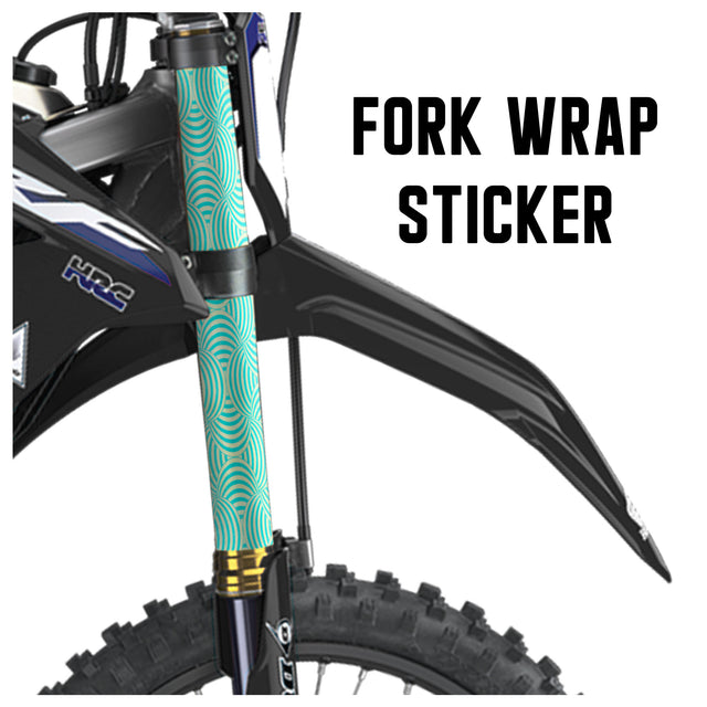 MX Drit Bike Front Fork Wrap Sticker Protection For Honda Yamaha Kawaski Suzuki [TT30 Japanese Wave Green] - StickerBao Wheel Sticker Store