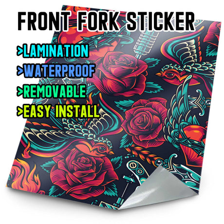 MX Drit Bike Front Fork Wrap Sticker Protection For Honda Yamaha Kawaski Suzuki [TT31 Vintage Rose] - StickerBao Wheel Sticker Store