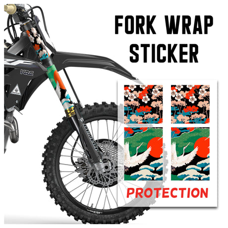 MX Drit Bike Front Fork Wrap Sticker Protection For Honda Yamaha Kawaski Suzuki [TT35 Japanese Crane] - StickerBao Wheel Sticker Store