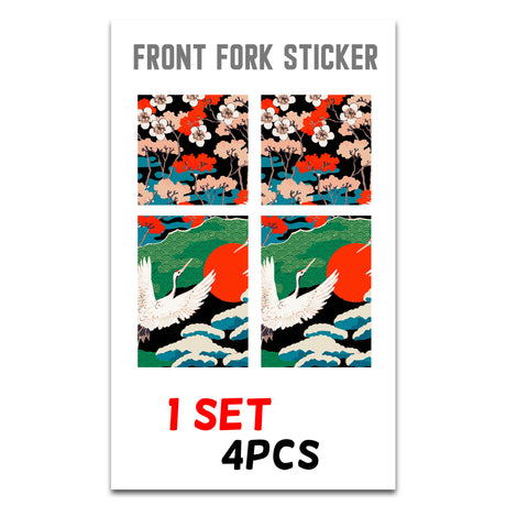 MX Drit Bike Front Fork Wrap Sticker Protection For Honda Yamaha Kawaski Suzuki [TT35 Japanese Crane] - StickerBao Wheel Sticker Store