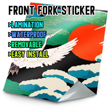 MX Drit Bike Front Fork Wrap Sticker Protection For Honda Yamaha Kawaski Suzuki [TT35 Japanese Crane] - StickerBao Wheel Sticker Store