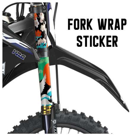 MX Drit Bike Front Fork Wrap Sticker Protection For Honda Yamaha Kawaski Suzuki [TT35 Japanese Crane] - StickerBao Wheel Sticker Store