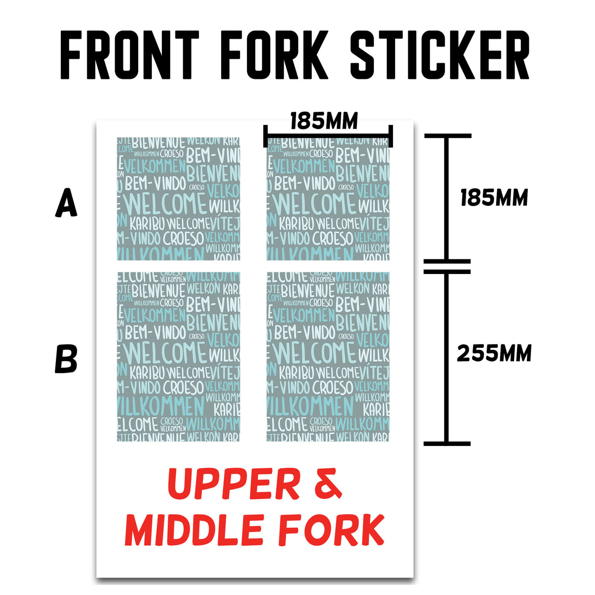MX Drit Bike Front Fork Wrap Sticker Protection For Honda Yamaha Kawaski Suzuki [TT38 Welcome Text] - StickerBao Wheel Sticker Store