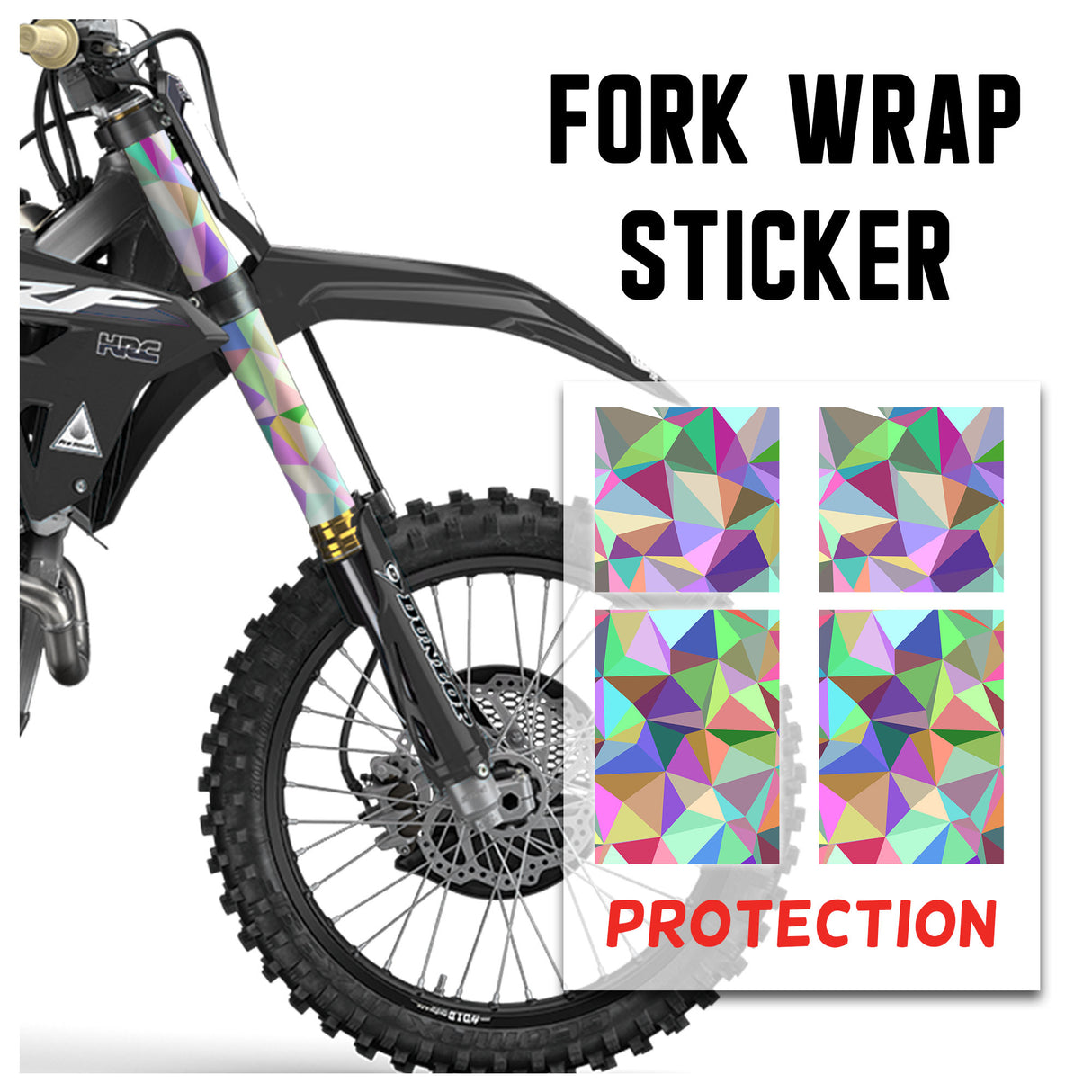 MX Drit Bike Front Fork Wrap Sticker Protection For Honda Yamaha Kawaski Suzuki [TT43 Polygon] - StickerBao Wheel Sticker Store