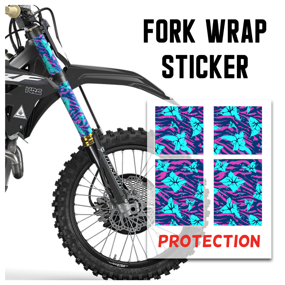 MX Drit Bike Front Fork Wrap Sticker Protection For Honda Yamaha Kawaski Suzuki [TT45 Bloom] - StickerBao Wheel Sticker Store