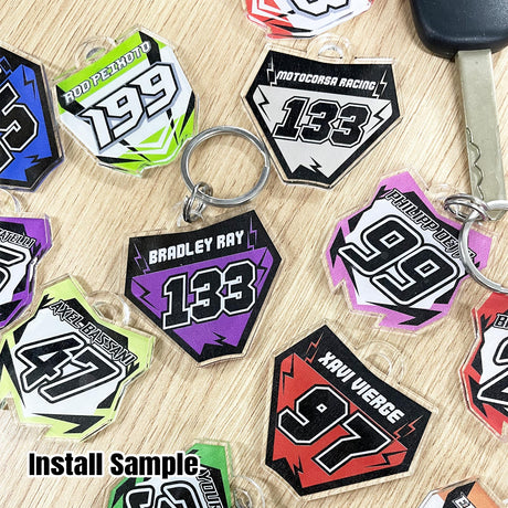 Personalized Acrylic Shield shaped Keychain l MX04 - StickerBao Wheel Sticker Store