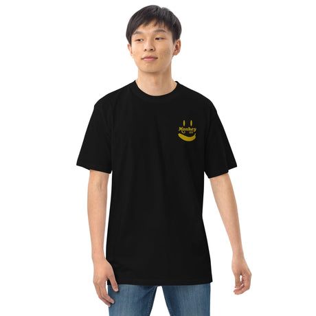 Monkey 125 Banana Smile MenÜdíG Premium Heavyweight Black Short Sleeves Cotton T-Shirt - StickerBao Wheel Sticker Store