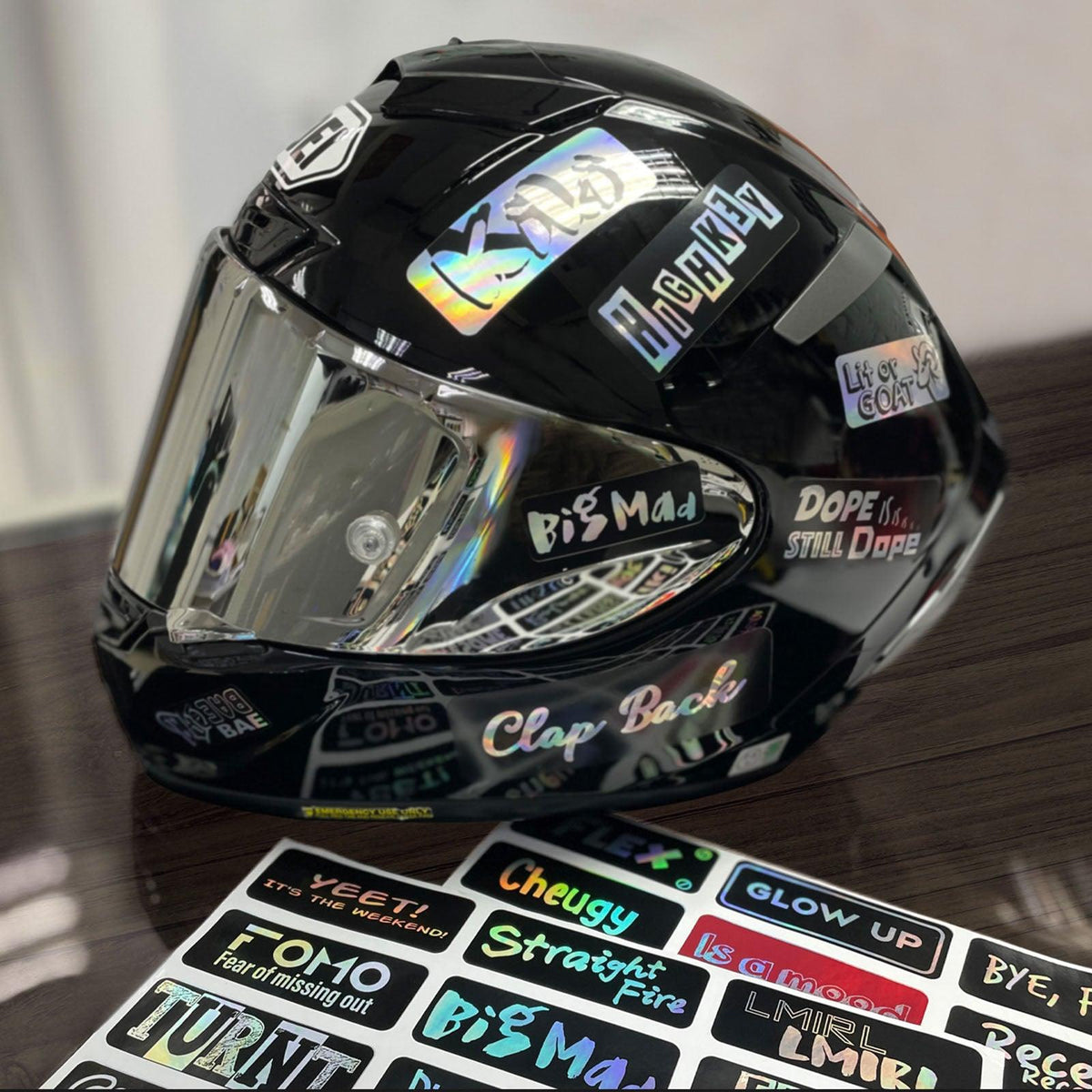 Holographic Teenage Slang Helmet Sticker Motorcycle Fairing Sticker Fairing Decals