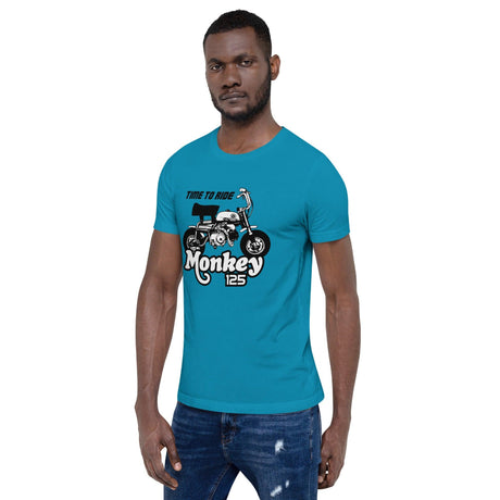 TIME TO RIDE Monkey 125 Graphic Printed Round Neck Short Sleeves Unisex T-Shirt - StickerBao Wheel Sticker Store