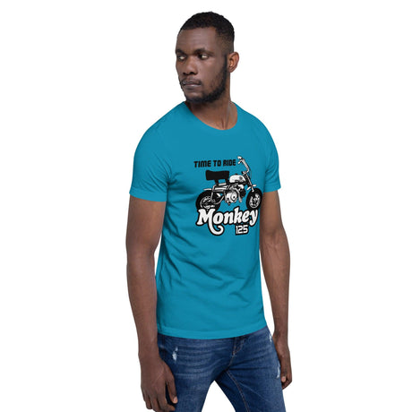 TIME TO RIDE Monkey 125 Graphic Printed Round Neck Short Sleeves Unisex T-Shirt - StickerBao Wheel Sticker Store