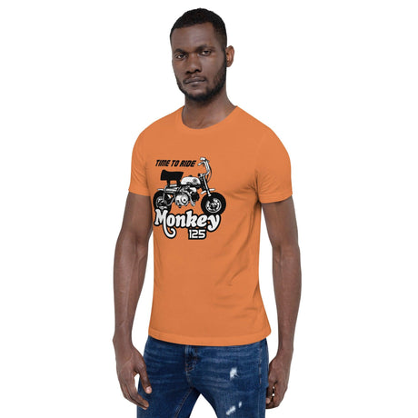 TIME TO RIDE Monkey 125 Graphic Printed Round Neck Short Sleeves Unisex T-Shirt - StickerBao Wheel Sticker Store