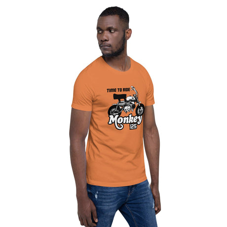 TIME TO RIDE Monkey 125 Graphic Printed Round Neck Short Sleeves Unisex T-Shirt - StickerBao Wheel Sticker Store