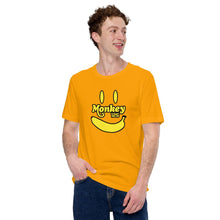 Load image into Gallery viewer, Monkey 125 Yellow Banana Big Smiley Face Unisex Short Sleeves Casual T-Shirt - StickerBao Wheel Sticker Store
