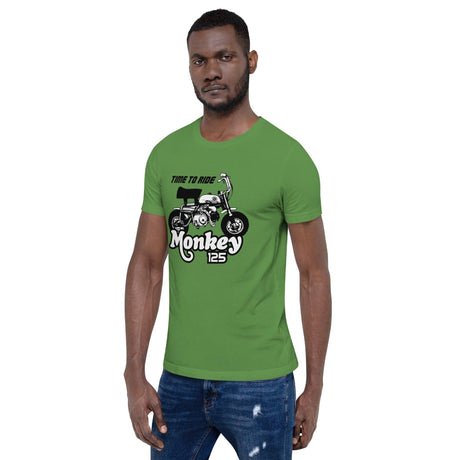 TIME TO RIDE Monkey 125 Graphic Printed Round Neck Short Sleeves Unisex T-Shirt - StickerBao Wheel Sticker Store