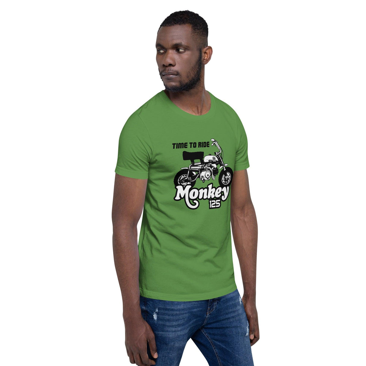 TIME TO RIDE Monkey 125 Graphic Printed Round Neck Short Sleeves Unisex T-Shirt - StickerBao Wheel Sticker Store