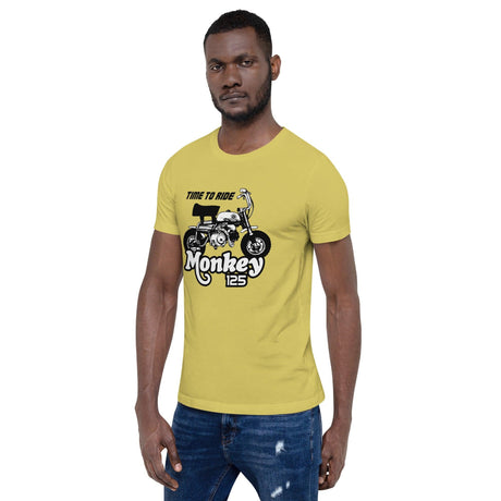 TIME TO RIDE Monkey 125 Graphic Printed Round Neck Short Sleeves Unisex T-Shirt - StickerBao Wheel Sticker Store