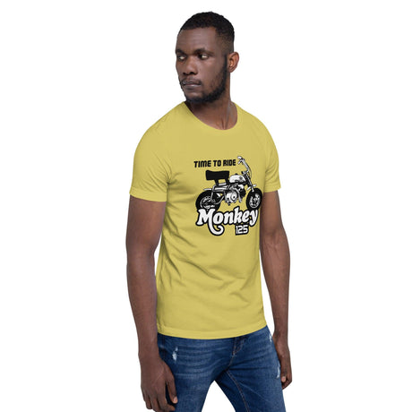 TIME TO RIDE Monkey 125 Graphic Printed Round Neck Short Sleeves Unisex T-Shirt - StickerBao Wheel Sticker Store