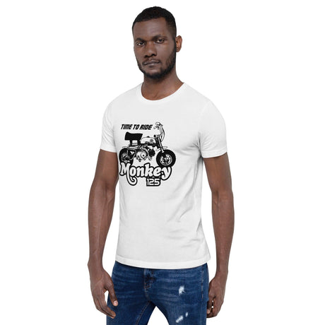 TIME TO RIDE Monkey 125 Graphic Printed Round Neck Short Sleeves Unisex T-Shirt - StickerBao Wheel Sticker Store